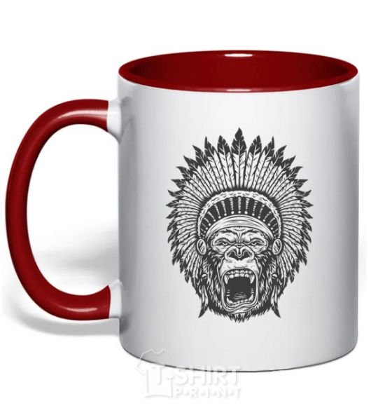 Mug with a colored handle Gorilla Indian red фото