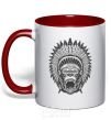 Mug with a colored handle Gorilla Indian red фото