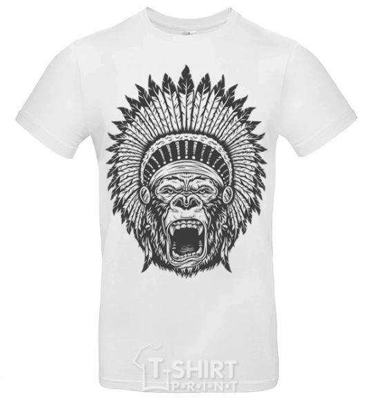 Men's T-Shirt Gorilla Indian White фото