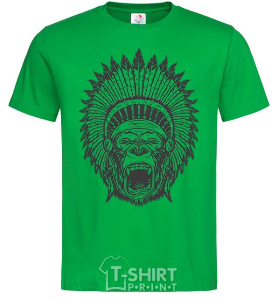 Мужская футболка Горилла индианец Зеленый фото