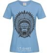Women's T-shirt Gorilla Indian sky-blue фото