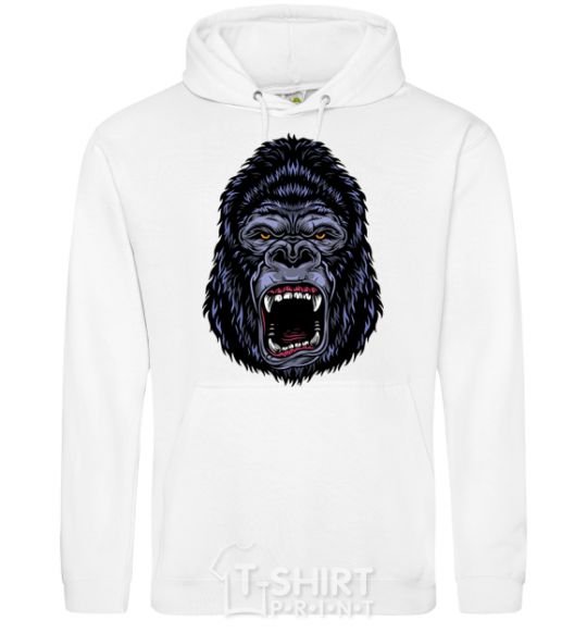 Men`s hoodie Screaming gorilla White фото
