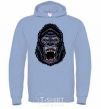 Men`s hoodie Screaming gorilla sky-blue фото