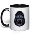 Mug with a colored handle Screaming gorilla black фото