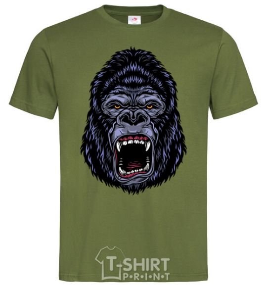 Мужская футболка Screaming gorilla Оливковый фото