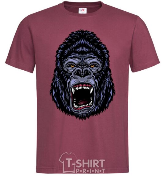 Men's T-Shirt Screaming gorilla burgundy фото