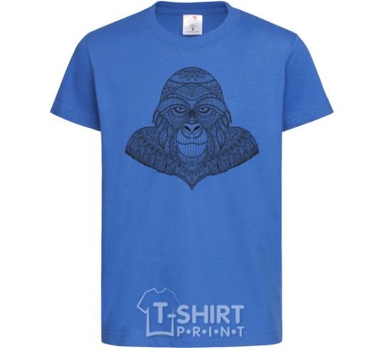 Kids T-shirt A detailed monkey royal-blue фото