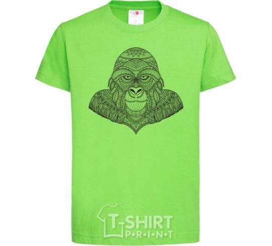 Kids T-shirt A detailed monkey orchid-green фото