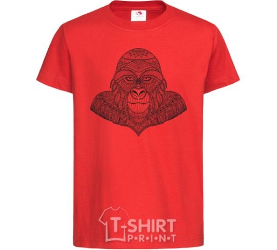 Kids T-shirt A detailed monkey red фото