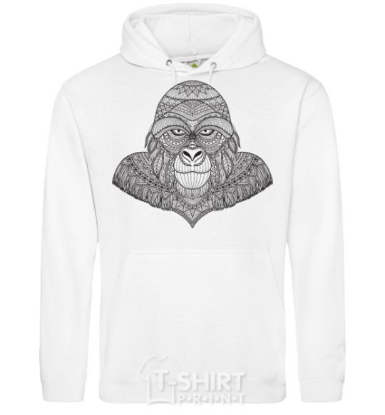 Men`s hoodie A detailed monkey White фото