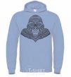 Men`s hoodie A detailed monkey sky-blue фото