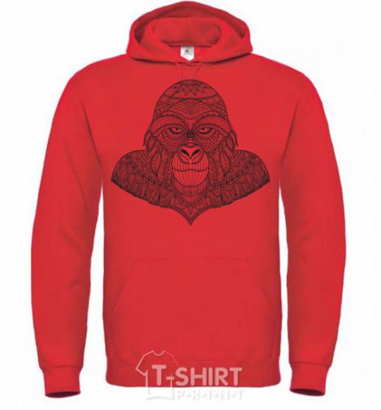 Men`s hoodie A detailed monkey bright-red фото