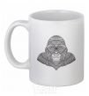 Ceramic mug A detailed monkey White фото