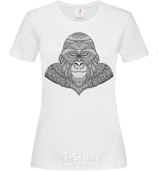 Women's T-shirt A detailed monkey White фото