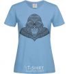 Women's T-shirt A detailed monkey sky-blue фото