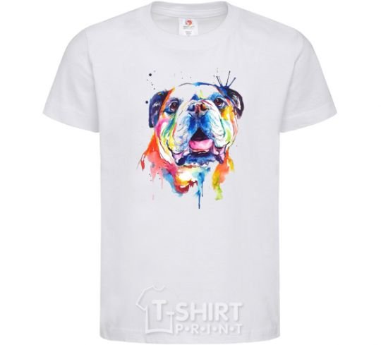 Kids T-shirt Watercolor bulldog White фото