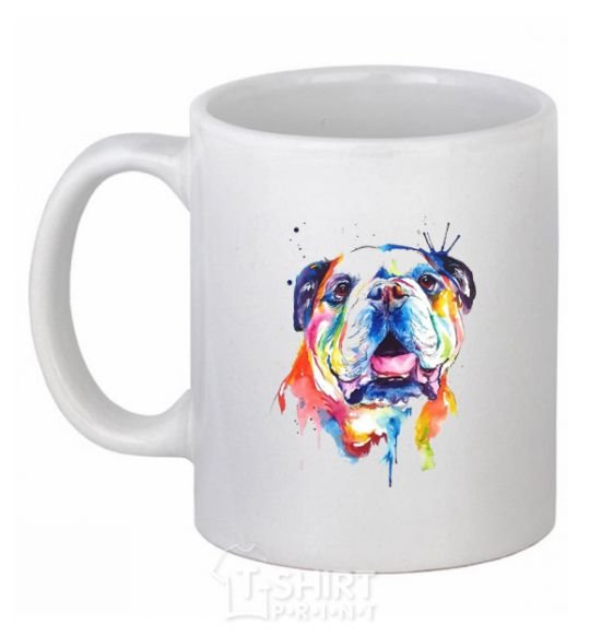 Ceramic mug Watercolor bulldog White фото