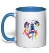 Mug with a colored handle Watercolor bulldog royal-blue фото