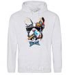 Men`s hoodie Bulldog with a cigarette sport-grey фото