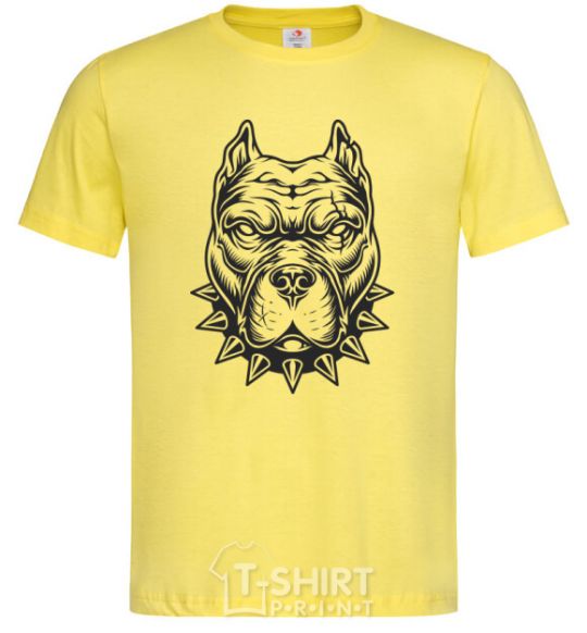 Men's T-Shirt A bulldog in a collar cornsilk фото