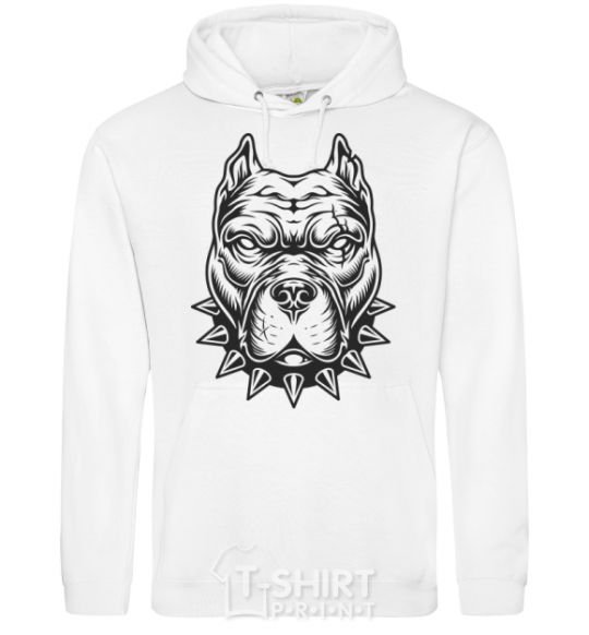 Men`s hoodie A bulldog in a collar White фото