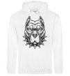 Men`s hoodie A bulldog in a collar White фото