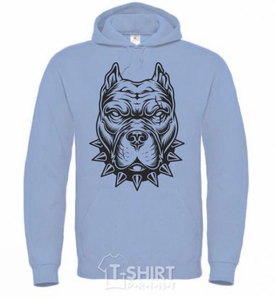 Men`s hoodie A bulldog in a collar sky-blue фото