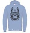 Men`s hoodie A bulldog in a collar sky-blue фото