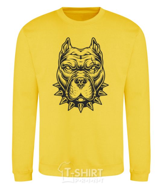 Sweatshirt A bulldog in a collar yellow фото