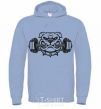 Men`s hoodie Bulldog with a barbell sky-blue фото