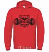 Men`s hoodie Bulldog with a barbell bright-red фото