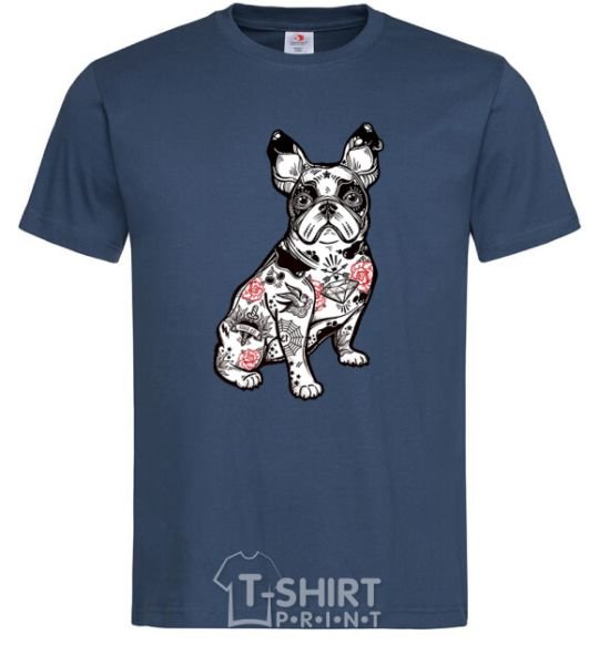 Men's T-Shirt A bulldog in a tattoo navy-blue фото