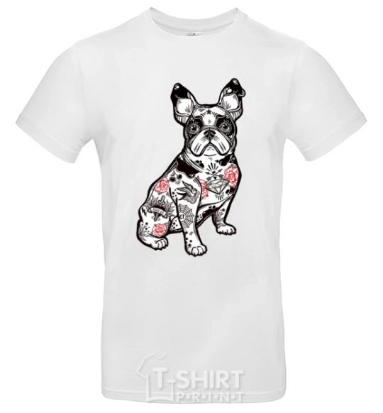 Men's T-Shirt A bulldog in a tattoo White фото