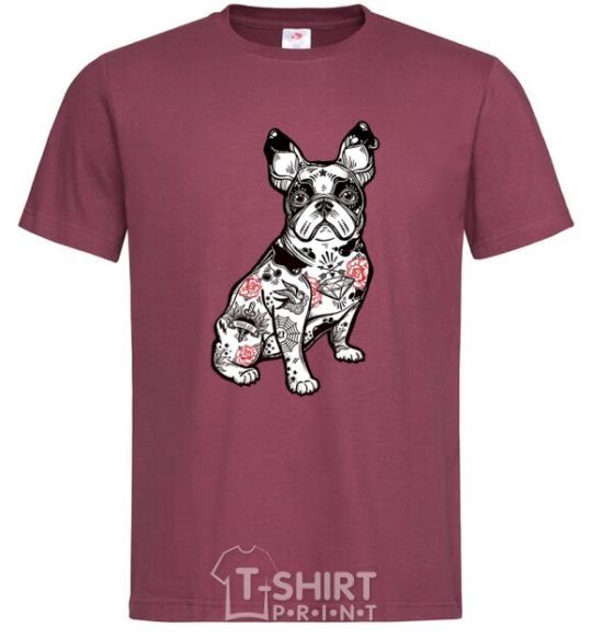 Men's T-Shirt A bulldog in a tattoo burgundy фото