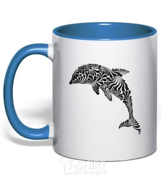 Mug with a colored handle Dolphin curves royal-blue фото