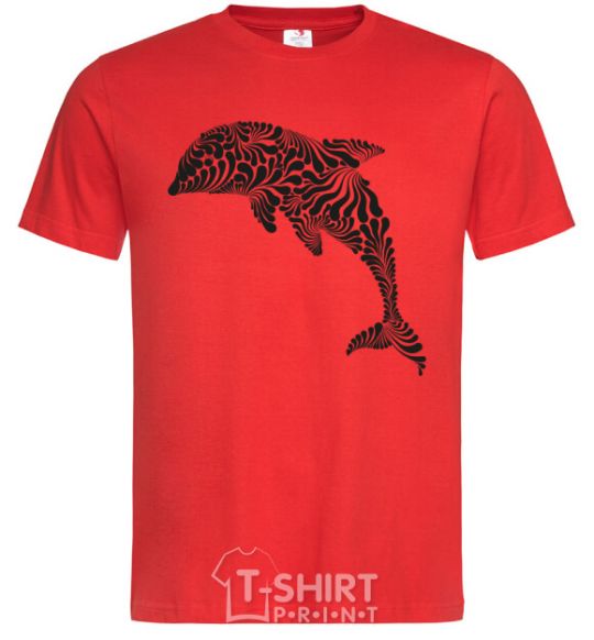Men's T-Shirt Dolphin curves red фото