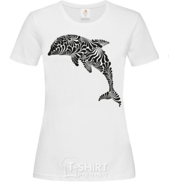 Women's T-shirt Dolphin curves White фото