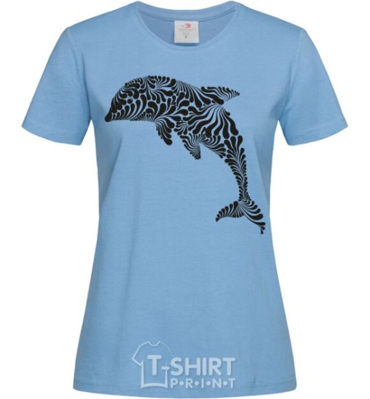 Women's T-shirt Dolphin curves sky-blue фото