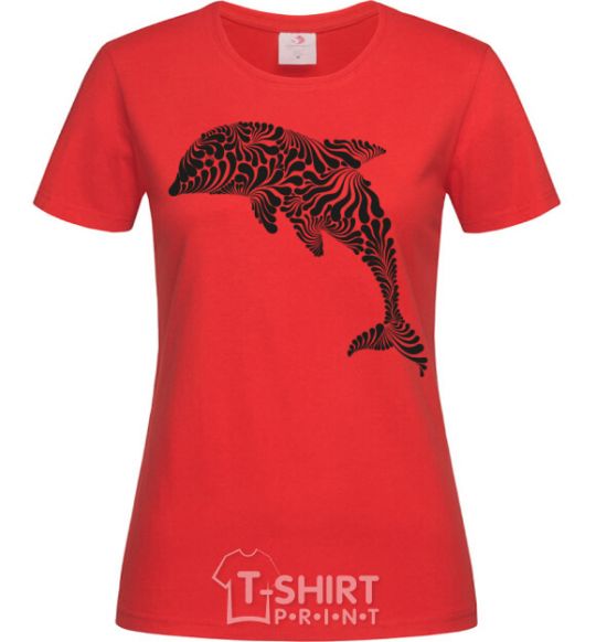 Women's T-shirt Dolphin curves red фото