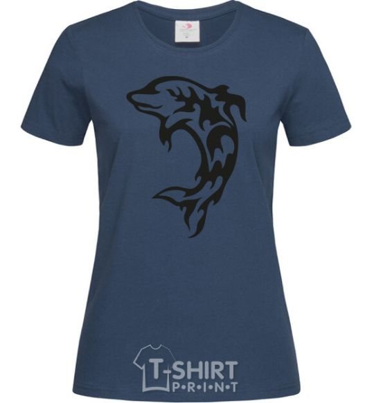 Women's T-shirt Black dolphin navy-blue фото