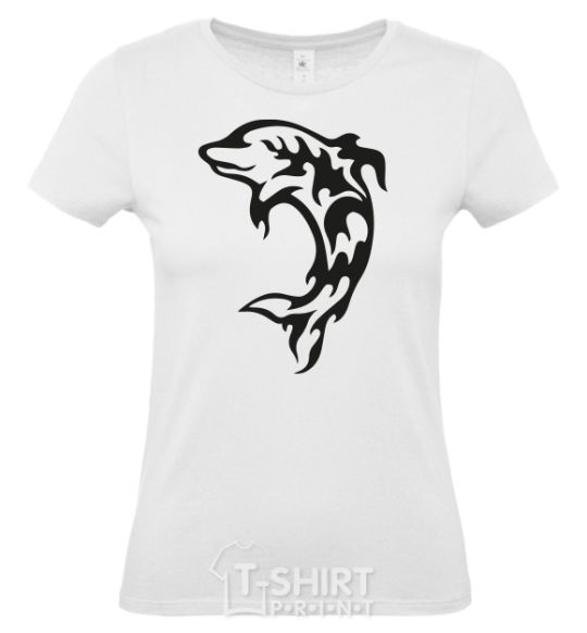 Women's T-shirt Black dolphin White фото