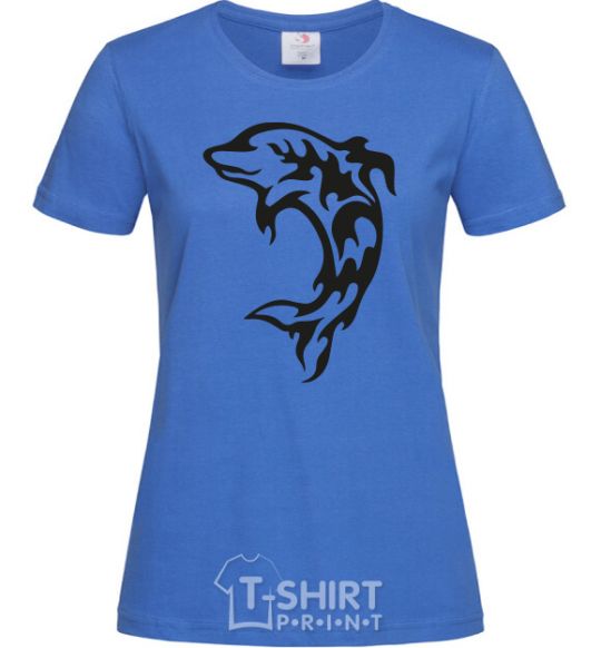 Women's T-shirt Black dolphin royal-blue фото