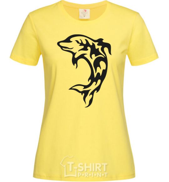 Women's T-shirt Black dolphin cornsilk фото