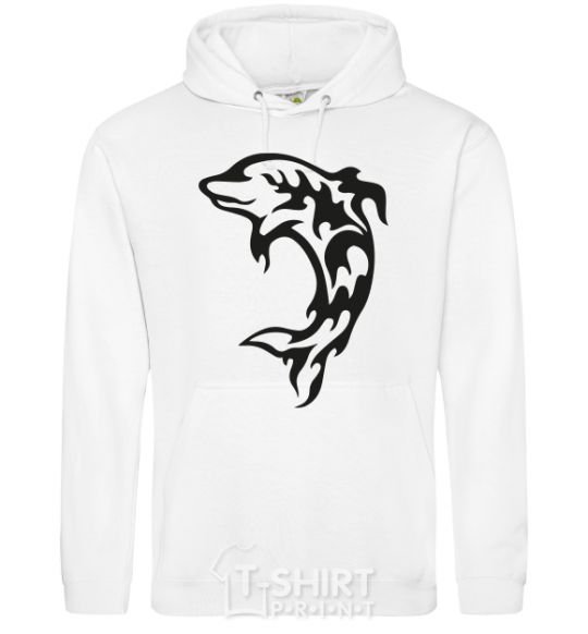 Men`s hoodie Black dolphin White фото