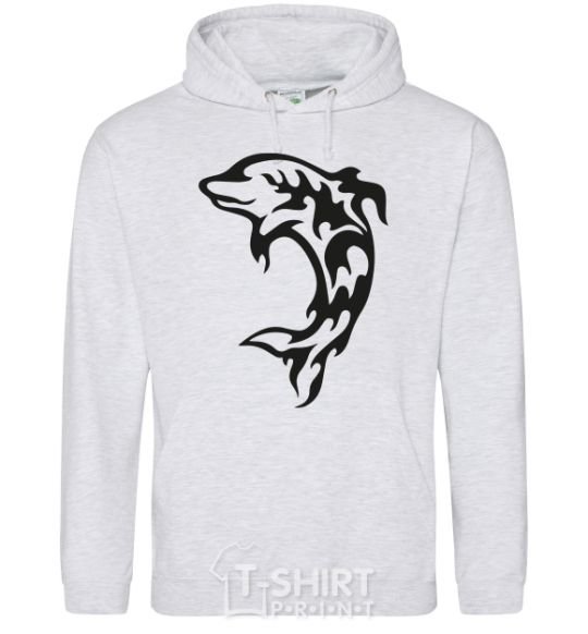Men`s hoodie Black dolphin sport-grey фото