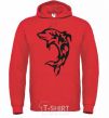 Men`s hoodie Black dolphin bright-red фото