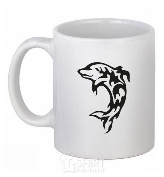 Ceramic mug Black dolphin White фото