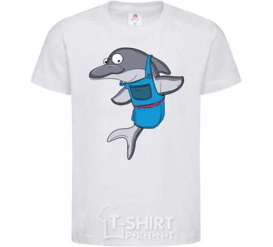 Kids T-shirt A dolphin in an apron White фото