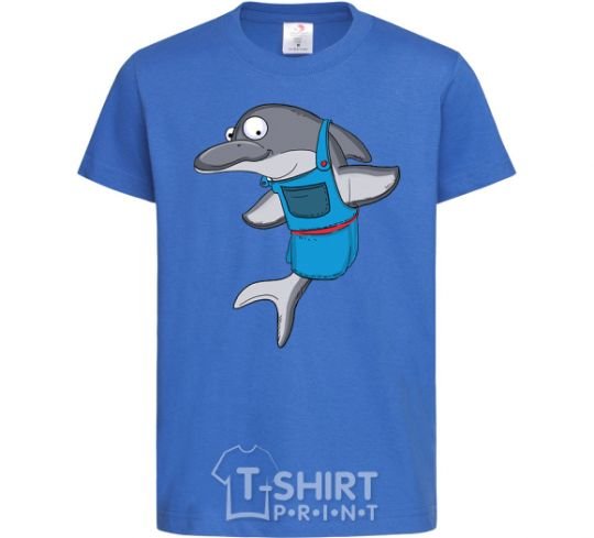 Детская футболка Дельфин в фартуке Ярко-синий фото