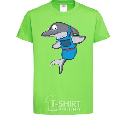 Kids T-shirt A dolphin in an apron orchid-green фото